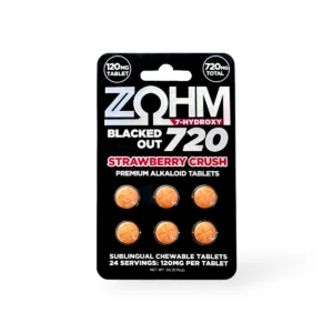 ZOHM Blacked Out 7- Hydroxy Chewable Tablets Strawberry Crush 120mg Per Tablet